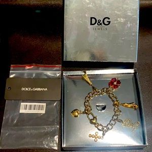 Authentic Dolce & Gabbana 6 charm gold bracelet